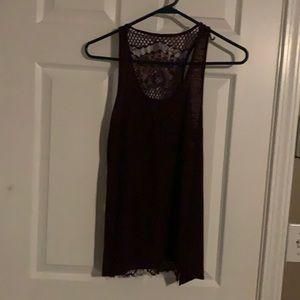 Maroon tank top with patterned back